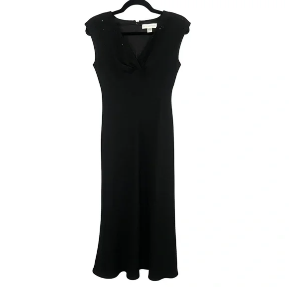 PETITE SOPHISTICATE BLACK SZ 2 Rhinstone Formal Cocktail Mother Of Bride Dress - Picture 1 of 10